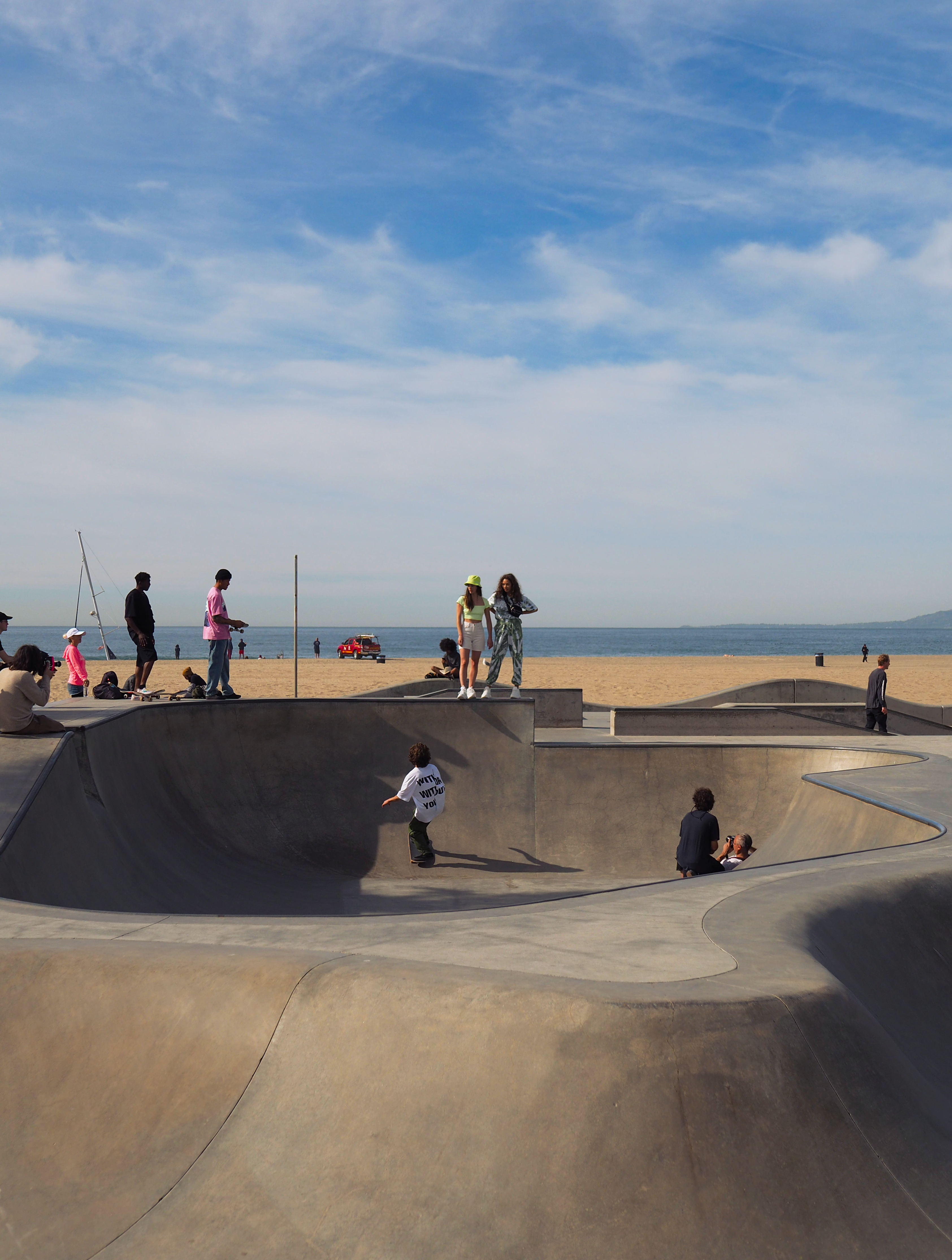 Los Angeles skatepark cityscape